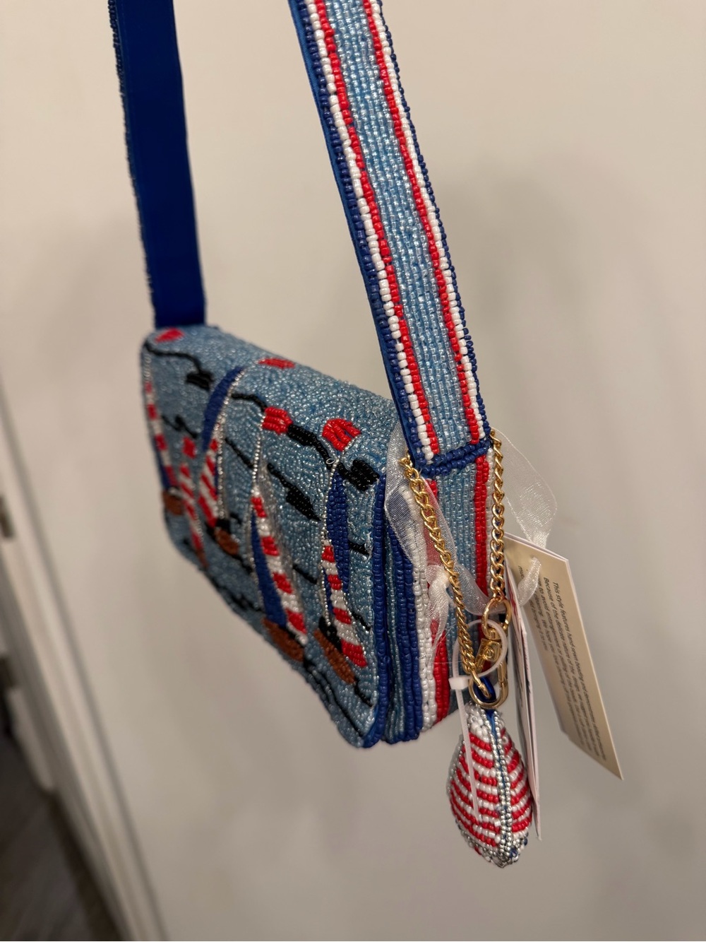 Blue Beaded Sailboat Shoulder Bag - Picture 3 of 5